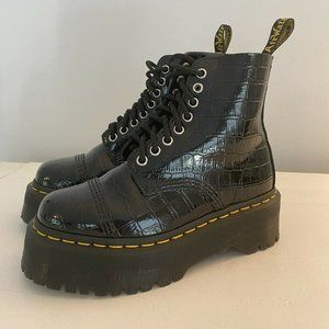 Dr Martens Sinclair Boots Black Croc Leather 5 NEW